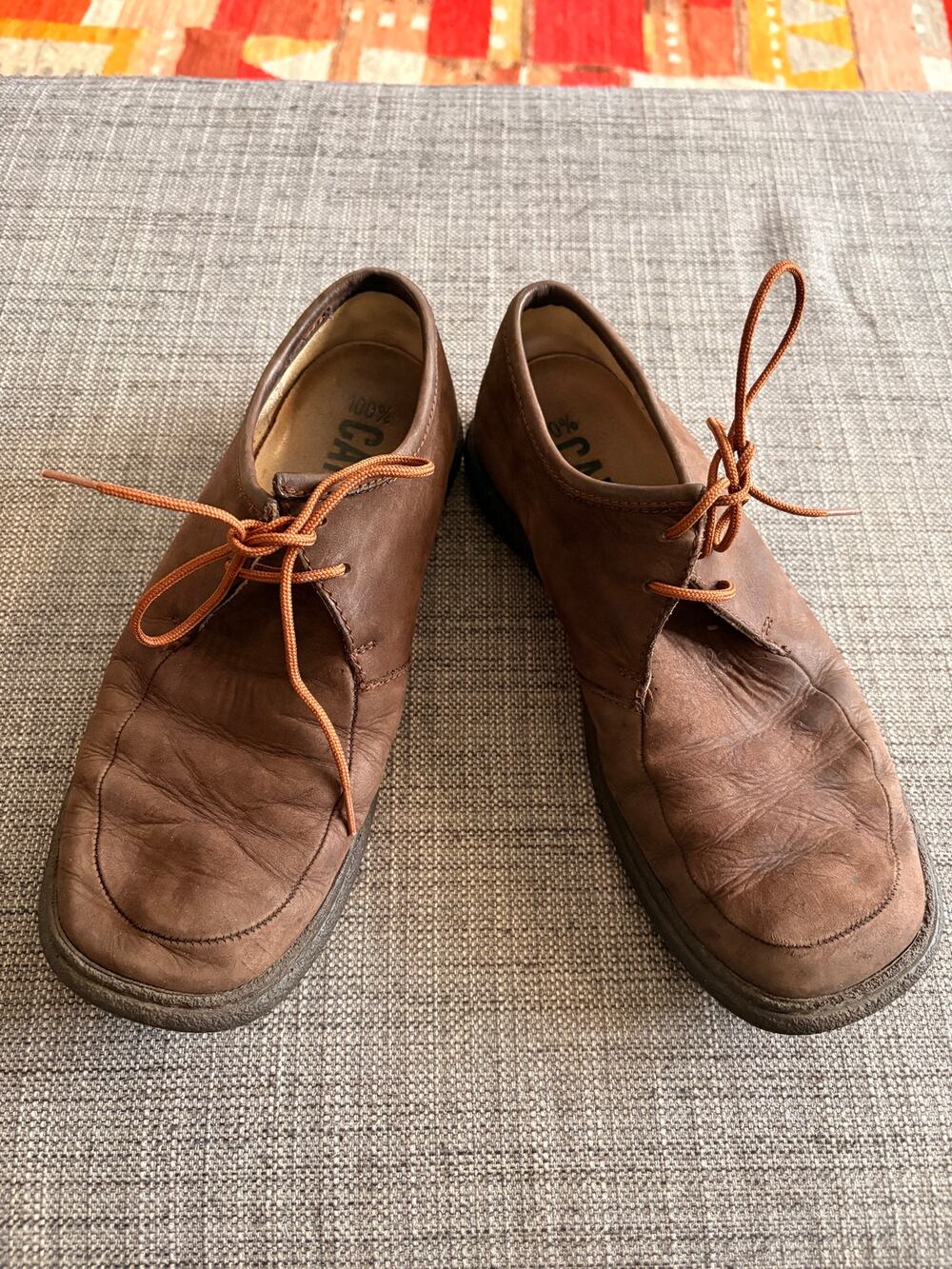 Camper Brown Leather Lace-Up Walking Shoes Casual Comfort Classic Style Size 41